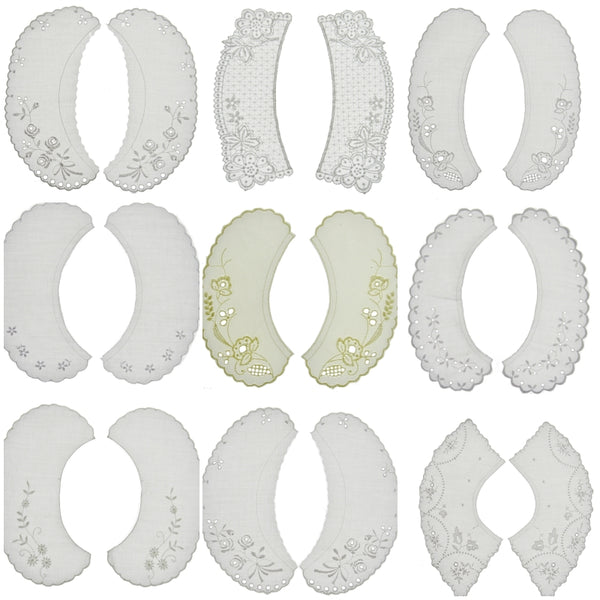 Broderie Anglaise Lace Collars – 9 Styles White & Cream Detachable Vintage