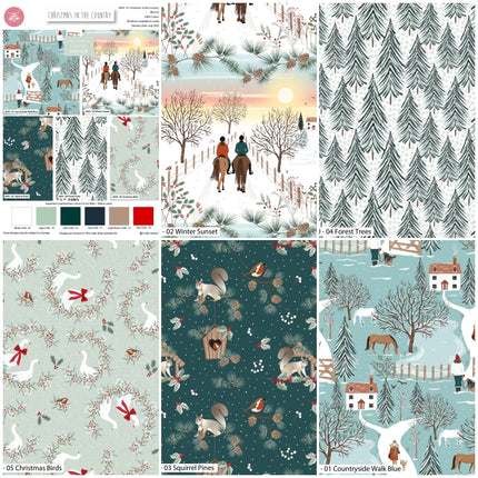 Christmas Fat Quarter Bundle Country Animals 5pk Victoria Louise 3649
