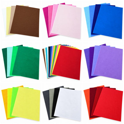 A 3x3 grid of A4 Acrylic Felt sheets, showing various colors including brown, pink, blue, green, yellow, red, purple, black, and white, arranged on a plain white background.
