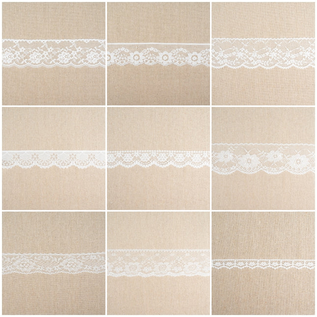 Flat Nylon Lace Trimming Antique White – 9 Widths & Patterns – 5m Lengths - ThreadandTrimmings