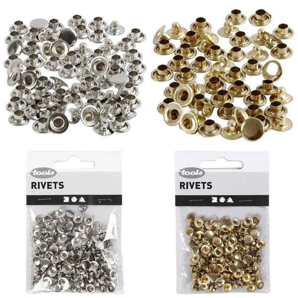 Jean Rivets - 50pcs of 7mm Diameter Rivets in Gold or Silver