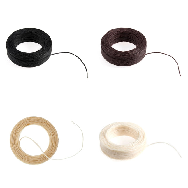 Waxed Linen Thread 22m Spool Black, Brown, White, Natural - ThreadandTrimmings