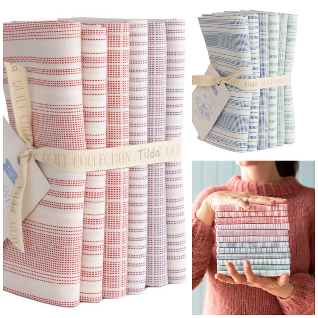Tilda Woven Tea Towel Fat Quarters Bundle of 6 Premium Cotton Fabric Pieces