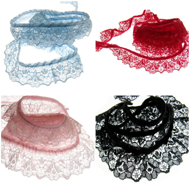 Gathered Frilled Nylon Lace Large Daisy 25mm Nottingham Lace 2050F