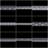 White lace trim on a black background