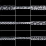 White lace trim on a black background