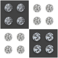 Clear Domed Buttons with Choice of Pretty Subtle Designs Black White 6pcs 15mm
