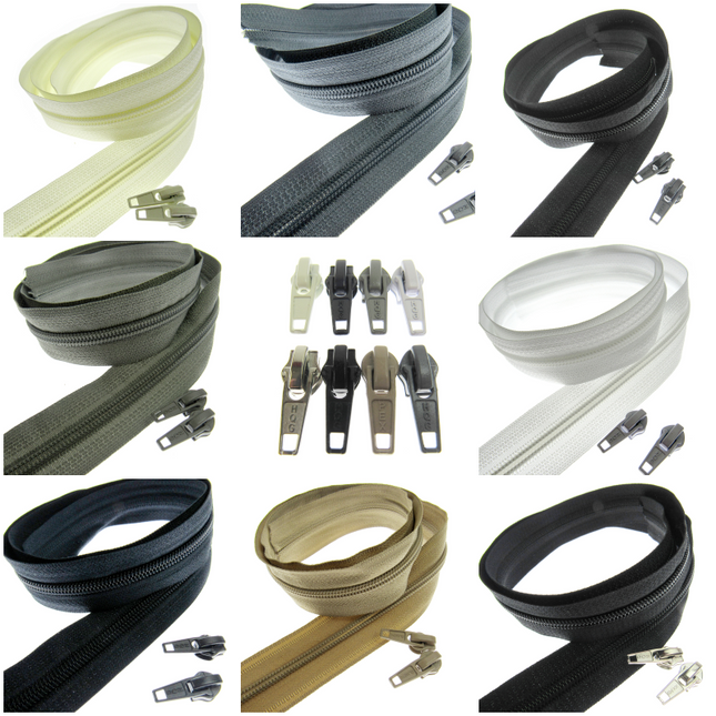 Continuous Zip Chain No.5 Weight with Sliders - Ideal for Upholstery & Cushions - ThreadandTrimmings