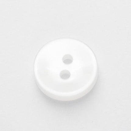 Round White Shirt Buttons with 2 Holes Basic Polyester 11.5mm - ThreadandTrimmings