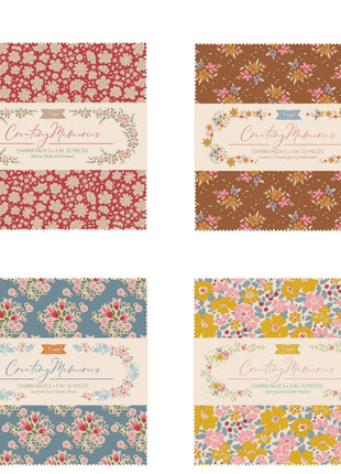 Stack of premium 16 coordinating seasonal small patterned fabric designs by Tone Finnanger.