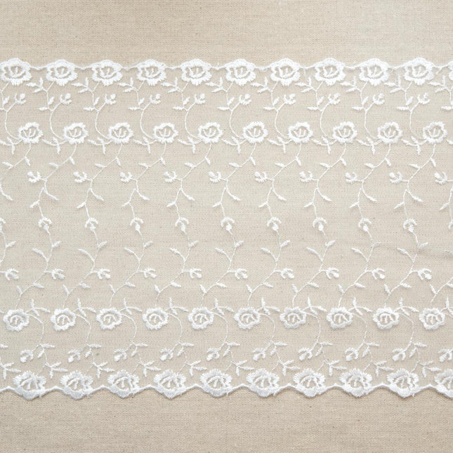 Tulle Embroidery Lace 210mm Double Edged White Ivory Black 1m