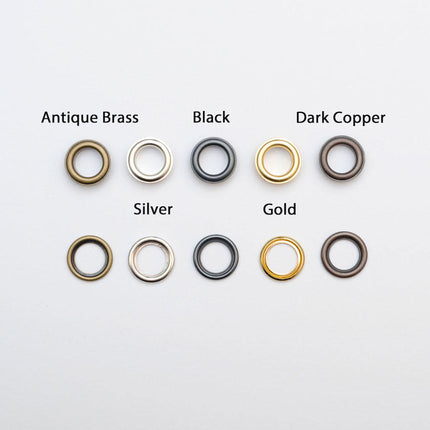 Round Eyelets for Craft & Repairs 100 Pcs - 5 Sizes (4mm, 5mm, 8mm, 11mm, 14mm) - ThreadandTrimmings