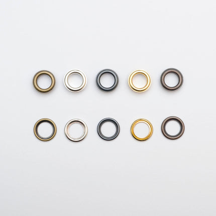 Round Eyelets for Craft & Repairs 100 Pcs - 5 Sizes (4mm, 5mm, 8mm, 11mm, 14mm) - ThreadandTrimmings