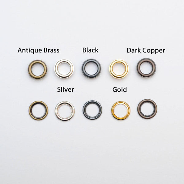 Round Eyelets for Craft & Repairs 100 Pcs - 5 Sizes (4mm, 5mm, 8mm, 11mm, 14mm)