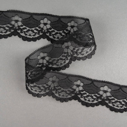 Flat Nylon Lace 40mm 5m Daisy Chain Scalloped Edge 6 Colours