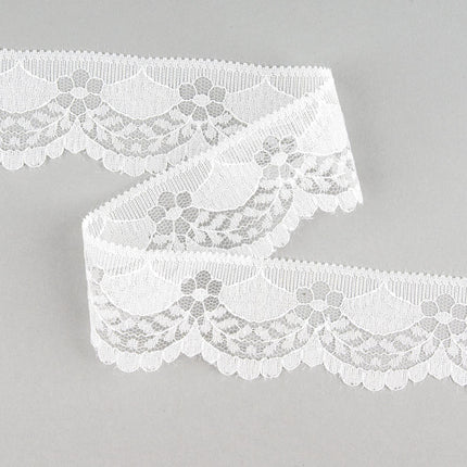 Flat Nylon Lace 40mm 5m Daisy Chain Scalloped Edge 6 Colours