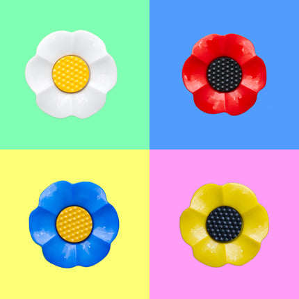 Round Flower Buttons Daisy Poppy Forget Me Not & Sunflower Buttons 18mm/21mm - ThreadandTrimmings