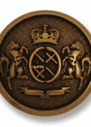 Round  Metal Buttons Bronze Prancing Pony Horse Shank Buttons Royal Crown G34 - ThreadandTrimmings