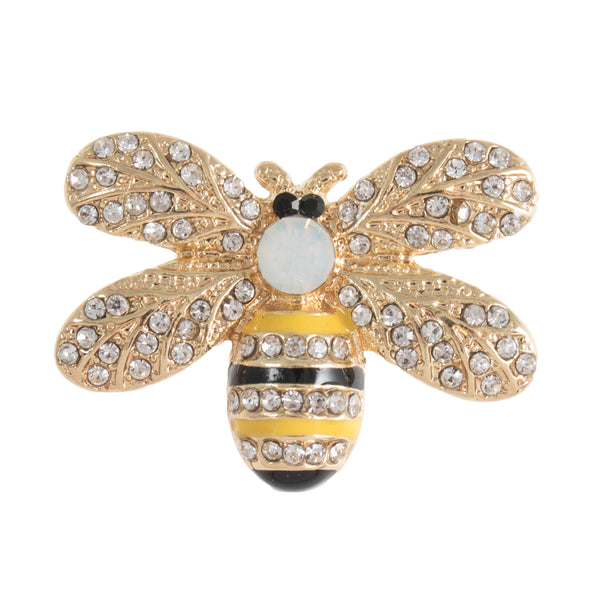 Metal Diamante & Enamel Bee Buttons with Shank - 30mm