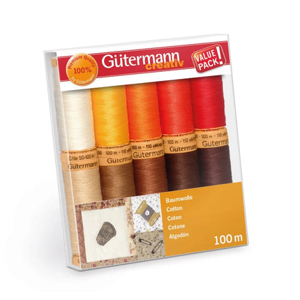 Gutermann Cotton Sewing Thread Sets C No 50 10 x 100m Reels Patchwork Quilting