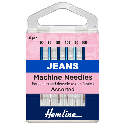 Denim Jeans Sewing Machine Needles by Hemline Regular, Medium & Heavy 6 Needle - ThreadandTrimmings