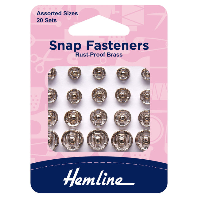 Sew On Snap Fasteners Assorted Packs in Black or Silver Pack of 20 - ThreadandTrimmings