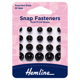 Sew On Snap Fasteners Assorted Packs in Black or Silver Pack of 20