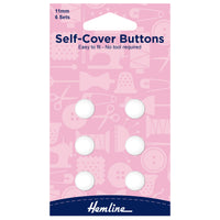 Self Cover Buttons by Hemline White Plastic Nylon Easy to Fit 6 Sizes 11mm/38mm
