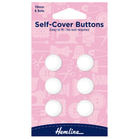 Self Cover Buttons by Hemline White Plastic Nylon Easy to Fit 6 Sizes 11mm/38mm
