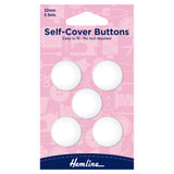 Self Cover Buttons by Hemline White Plastic Nylon Easy to Fit 6 Sizes 11mm/38mm