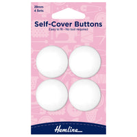 Self Cover Buttons by Hemline White Plastic Nylon Easy to Fit 6 Sizes 11mm/38mm