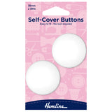Self Cover Buttons by Hemline White Plastic Nylon Easy to Fit 6 Sizes 11mm/38mm