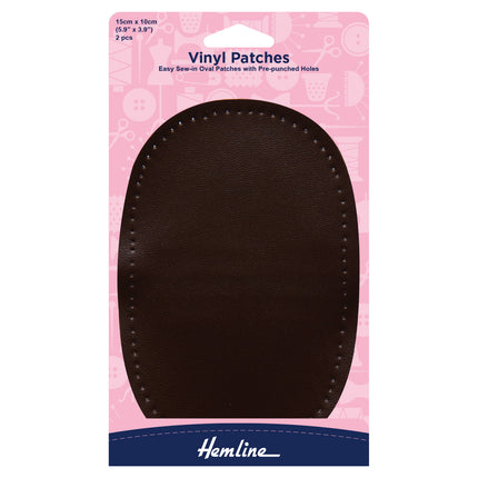 Leather Look Vinyl Sew On Patches with Pre Punched Holes 15cm x 10cm by Hemline - ThreadandTrimmings
