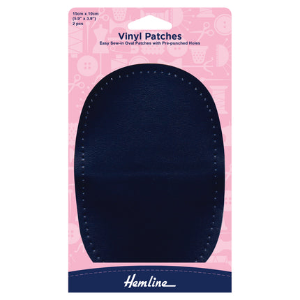 Leather Look Vinyl Sew On Patches with Pre Punched Holes 15cm x 10cm by Hemline - ThreadandTrimmings