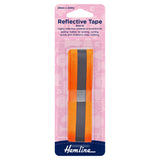 Reflective tape with orange and gray stripes on Hemline packaging