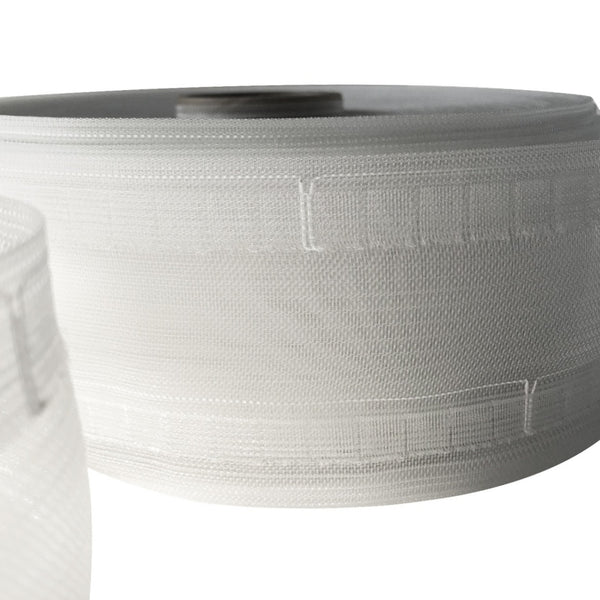 Curtain Header Wave Tape Translucent - 75mm 3 Inch Wide - 2 Pocket Rows - MWT750