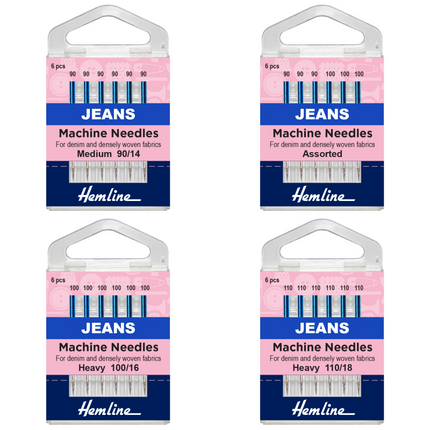 Denim Jeans Sewing Machine Needles by Hemline Regular, Medium & Heavy 6 Needle - ThreadandTrimmings