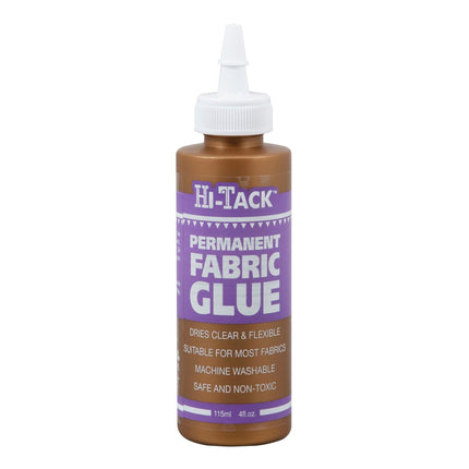 Hi Tack Fabric Glue Permanent 115ml No Sew Fray Stop 60ml Non Toxic Washable
