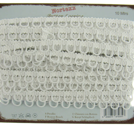 Bridal Button Looping with Elasticated Loops For Corsets - 10mm Wide - 4 Colours - ThreadandTrimmings