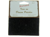 Iron On Denim Patches x 2 - (1 pair)  - 13cm x 10cm - Black, Light or Dark Denim