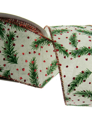 Wired Christmas Ribbon Design 38mm/63mm - 2 Meter Length 46084