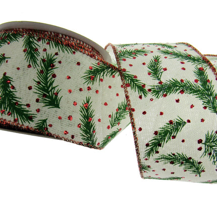 Wired Christmas Ribbon Design 38mm/63mm - 2 Meter Length 46084