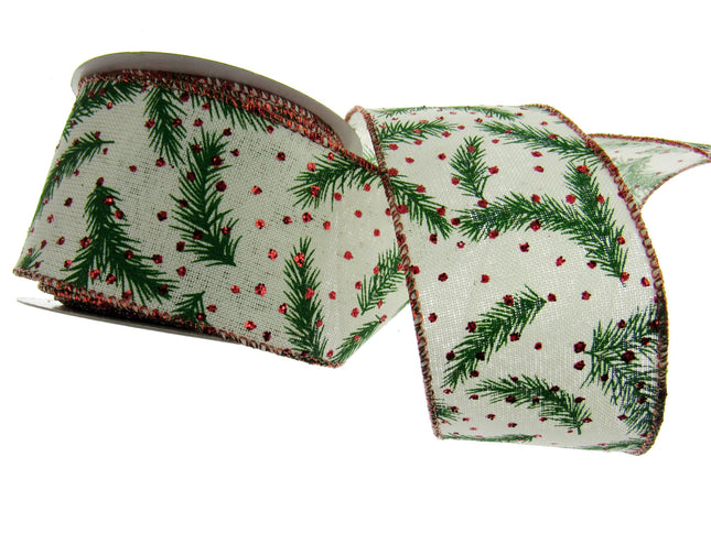 Wired Christmas Ribbon Design 38mm/63mm - 2 Meter Length 46084