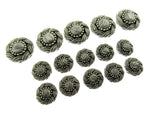 Button Set Round Antique Silver Swirly Buttons Plastic Turks Head Design