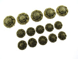 Button Set Round Antique Gold Swirly Buttons Plastic Turks Head Design