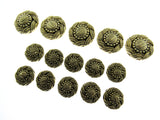Button Set Round Antique Gold Swirly Buttons Plastic Turks Head Design