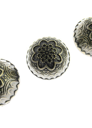 Round Domed Crested Metal Buttons in Colour Antique Silver Bronze - 3 x Buttons - ThreadandTrimmings