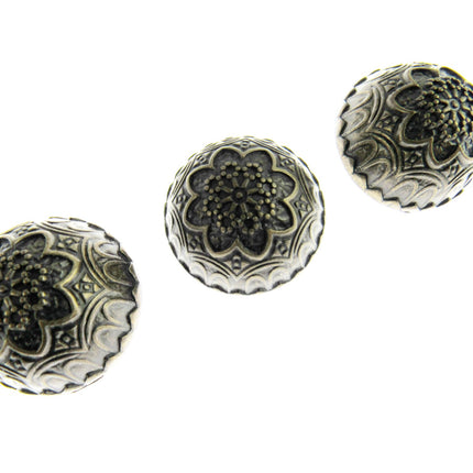 Round Domed Crested Metal Buttons in Colour Antique Silver Bronze - 3 x Buttons - ThreadandTrimmings