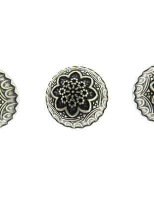 Round Domed Crested Metal Buttons in Colour Antique Silver Bronze - 3 x Buttons - ThreadandTrimmings