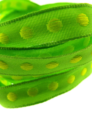 Bright Funky Narrow Ribbon with Woven Contrasting Spot - 10mm -5m or 20m Lengths - ThreadandTrimmings